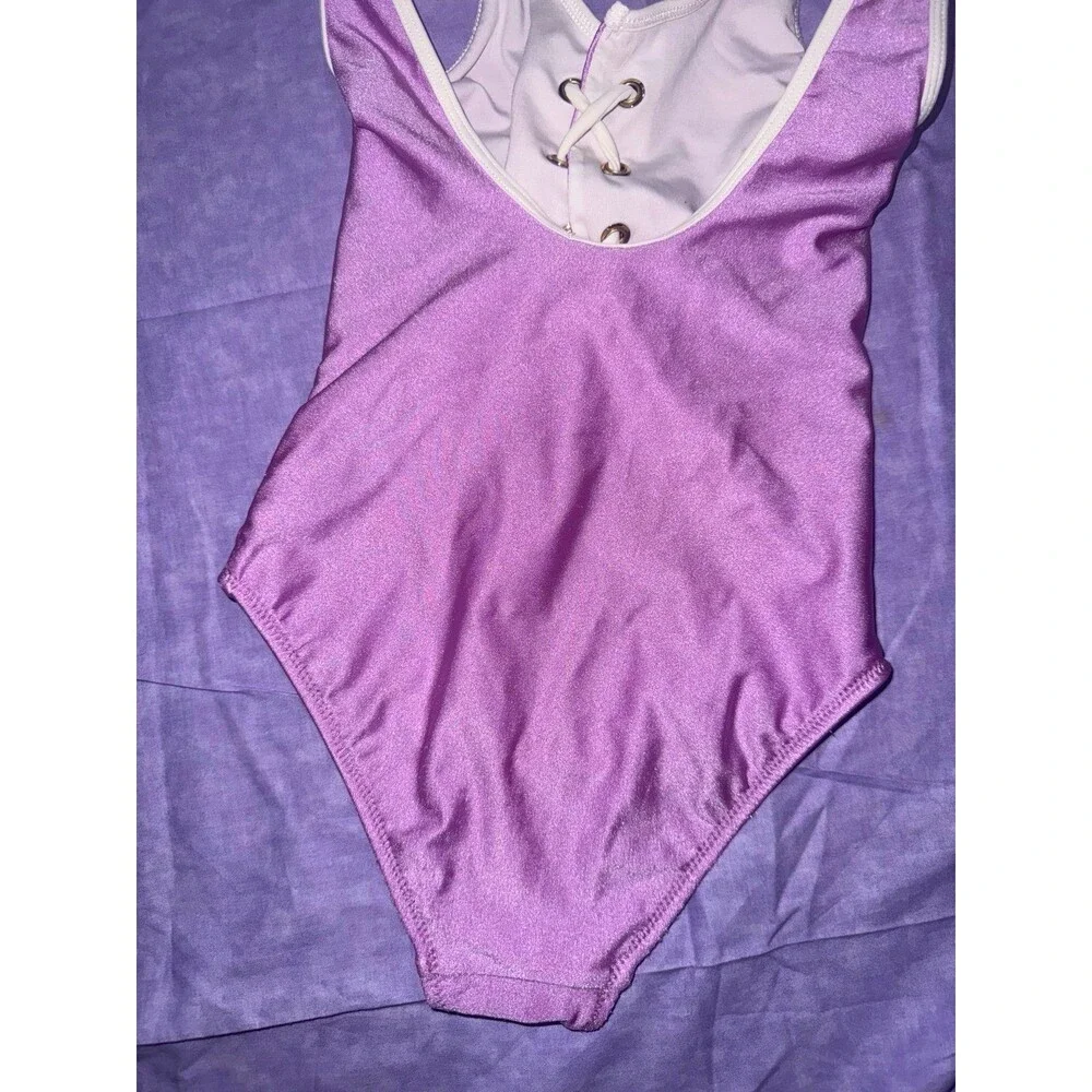 Nessi Byrd Kids Luxury Metallic Purple Lace Up Swimsuit - Size 6Y